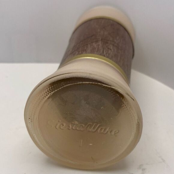 Vintage MCM Siesta Ware “Tiki Bar” Frosted Pink Glass with Wood Wrap - Picture 5 of 5